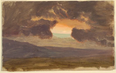Tegning, Solnedgang over nakne åser, 1870–80
