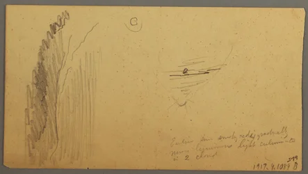 Tegning, Solnedgang over åser, 9. juli 1866