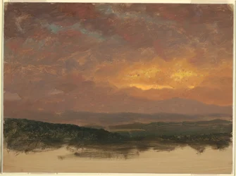 Tegning, Solnedgang over Catskill-elvene, 1870–80