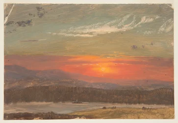 Tegning, Solnedgang over Catskill-elvene, 1870–80