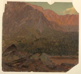 Tegning, Det store Katahdin-bassenget, Maine, 1860–70
