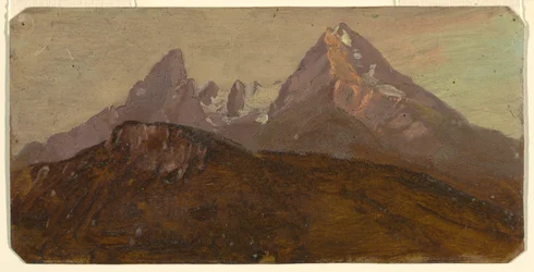 Tegning, The Watzmann, Berchtesgaden, Bayern, 1868