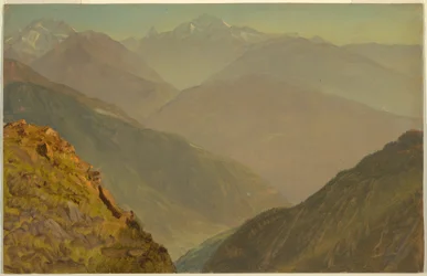 Tegning, The Watzmann and Goell, nær Berchtesgaden, 1868