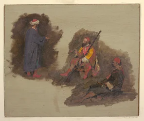 Tegning, Tre beduiner, 1868–69