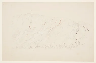 Tegning, øvre del av det store bassenget, Mt. Katahdin, september 1877
