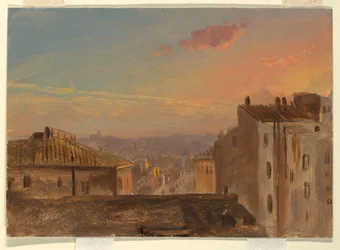 Tegning, utsikt over Roma, 1868–69