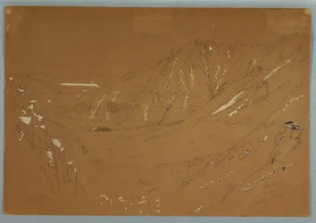 Tegning, utsikt mot Great Basin, Mount Katahdin, september 1877