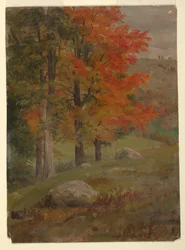 Tegning, Skog om høsten, 1865