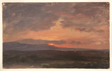 Hudson Valley, New York med solnedgang bak Catskill-fjellene