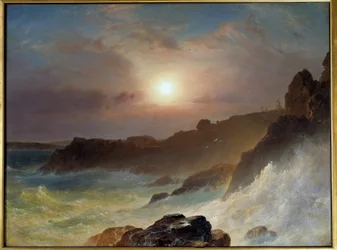 Soloppgang på Maine-kysten i USA i 1863. Maleri av Frederic Church (1826-1900) Ec. Bitter.