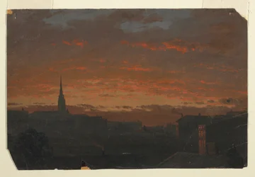 Solnedgang ved Hudson, New York