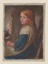 Study Of A Young Girl Seated, ca. 1870 (akvarell, gouache og gummi arabisk på papir)