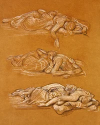 Cymon og Iphigenia (svart-hvitt kritt på papir)