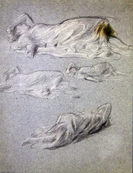 Studie for Cymon og Iphigenia (svart-hvitt kritt på papir)