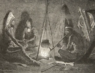 Jeg vil følge deg, min mann, fra The Song of Hiawatha av Henry Wadsworth Longfellow (1807-82), pub. av George G. Harrap und Company Ltd., 1911