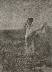 Som et spøkelse som går ved soloppgang, så han en jomfru som gikk, fra The Song of Hiawatha av Henry Wadsworth Longfellow (1807-82), pub. av George G. Harrap und Company Ltd., 1911
