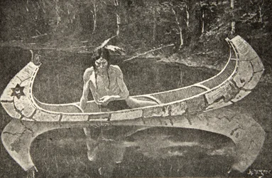 Lenge satt og ventet på svar, fra The Song of Hiawatha av Henry Wadsworth Longfellow (1807-82), pub. av George G. Harrap und Company Ltd., 1911