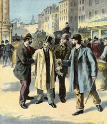 Arrestasjonen av Leopold Emile Aron, 1895 (illustrasjon)