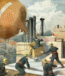 Brannmannskaper redder en mann i en ballong