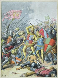 Johannes II den gode og hans sønn Filip den dristige sirkler av engelskmennene i slaget ved Poitiers, 19. september