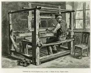 Vever av Liepvredalen. Gravering av Lix, for å illustrere historien A Through Alsace and Lorraine, i 1887, av Charles Grad, tysk stedfortreder, i tour du monde 1888, regissert av Edouard Charton (1807-1890), Hachette, Paris.