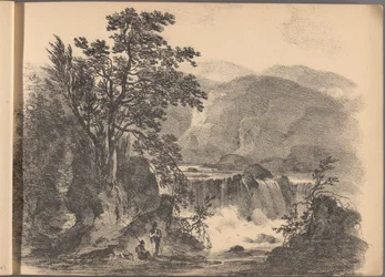 En av en serie med seksti skisser av hytter. London, 1825.