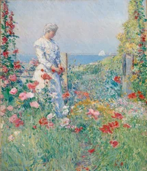 I hagen Celia Thaxter i hagen hennes, 1892.