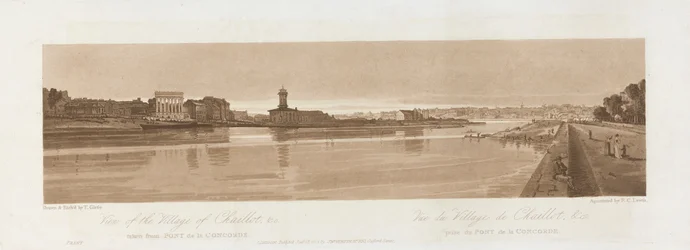 Utsikt over landsbyen Chaillot & C. tatt fra Pont de la Concorde 1803; Plate 17 fra Views in Paris, Emanuel Volume-sporingen av platen B1981.25.2626