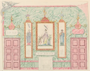Tegning, veggfasade, sannsynligvis for bankettsalen, Royal Pavilion, Brighton, 1815–22