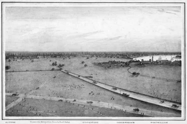 Panorama over Calcutta, India, ca 1840-tallet