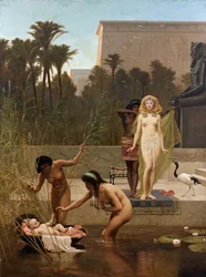 Moses reddet fra vannet - Funnet av Moses av Frederick Goodall (1822-1904). Mål: 152,4 x 114