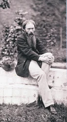 Portrett av Sir Edward Burne-Jones (1833-98) (sepiafoto)