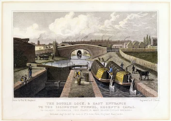 Double Lock og østinngang til Islington Tunnel, Regents Canal, 1827