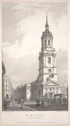 St. Magnus, London Bridge, gravering av John Henry Le Keux (1783-1846)