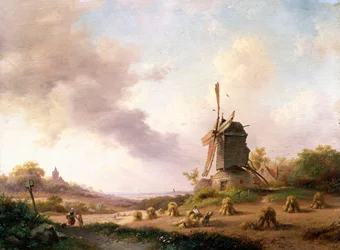 Høstmaskiner i et omfattende landskap, 1850
