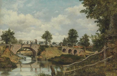 En gammel bro ved Hendon, Middlesex, ca. 1828.