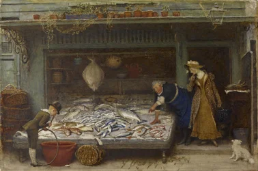 A Fishmongers Shop, 1873 (wc på papir)