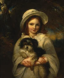 Portrett av en jente med en hund
