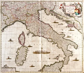 Kart over Italia, Korsika og Sardinia (radering