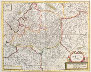 Kart over Schwaben (Tyskland) (radering