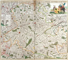 Kart over greven av Hainaut (Hainaut) (Belgia) og Eveche of Cambresis (Frankrike) (radering
