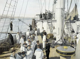 Fransk marine, slutten av 1800-tallet: ombordstigningsmat - Bibl. des Arts deco.