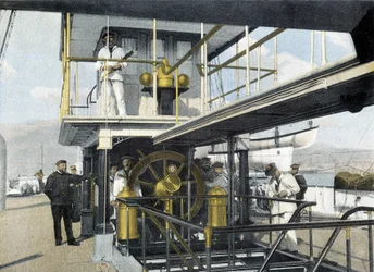 Fransk marine, slutten av 1800-tallet: navigasjonsbarøvelse - Bibl. des Arts Deco.