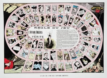 The Game of the Goose in the Dreyfus Affair, fra History of the Third Republic, Vol. I, Politisk historie, pub.1933 (farge litho)
