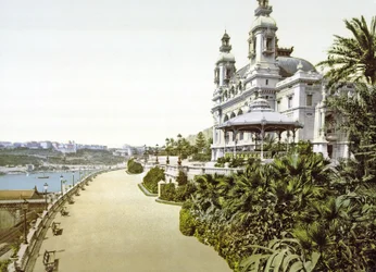 Sidevisning av Monte Carlo Casino i Monaco, 1890-1900