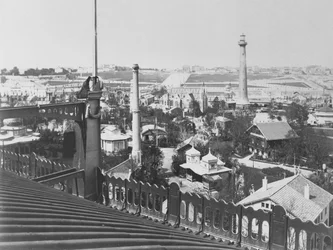 Åsen Chaillot, utsikt fra taket på Galerie Circulaire ved Exposition Universelle i 1867