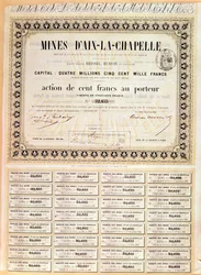 100 franc Bærerandel av Aachen-gruvene, 1856