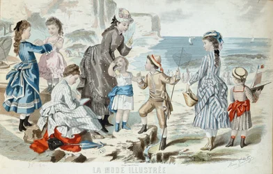 En strand i Normandie, 1875 (fargegravering)