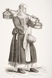 A Dealer in Eggs, etter et tresnitt fra 1500-tallet av Cesare Vecellio (1521-1601) fra 
