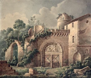 Et ødelagt slott, ca. 1820 (wc på papir)